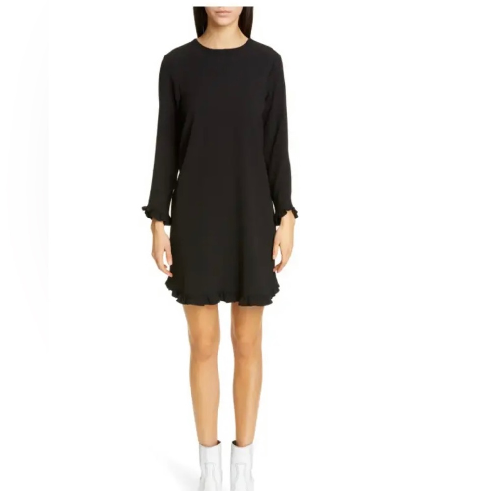NEW GANNI Clark Long Sleeves Minimalist Casual Little Black Dress NWT